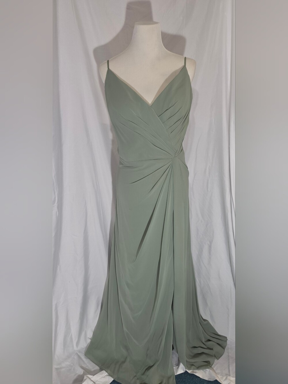 Mori Lee Sage Green Strapless-Inspired Spaghetti Strap Gown